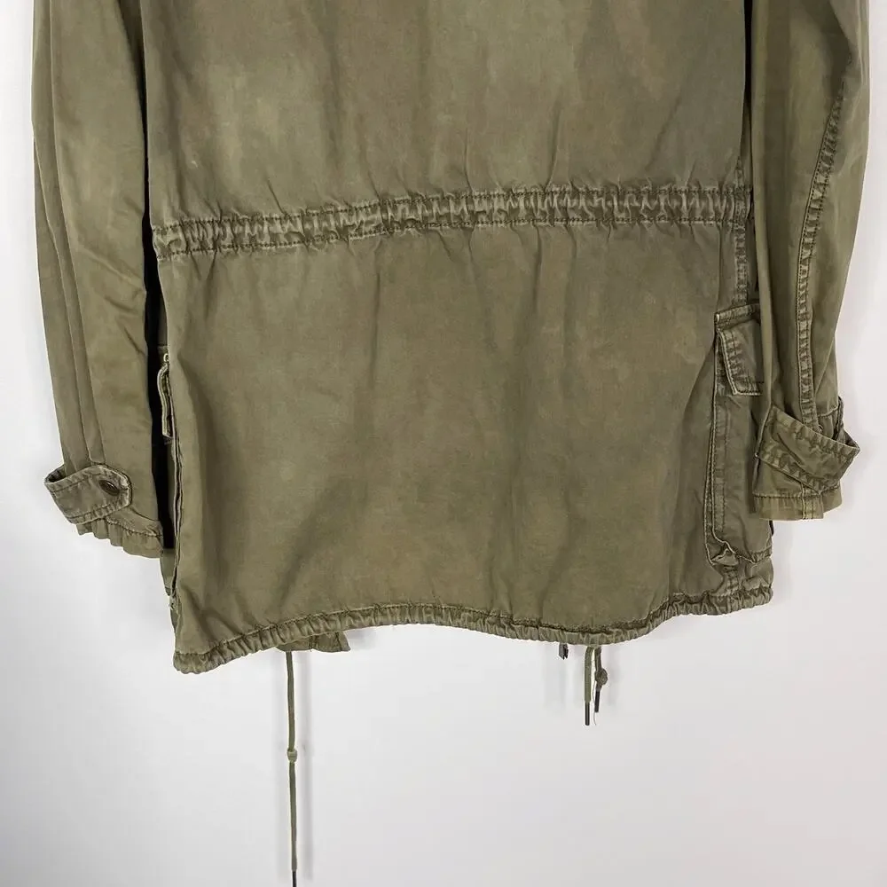Aritzia Talula XXS Olive Green Trooper Utility Jacket Hooded Cinch Waist 2XS